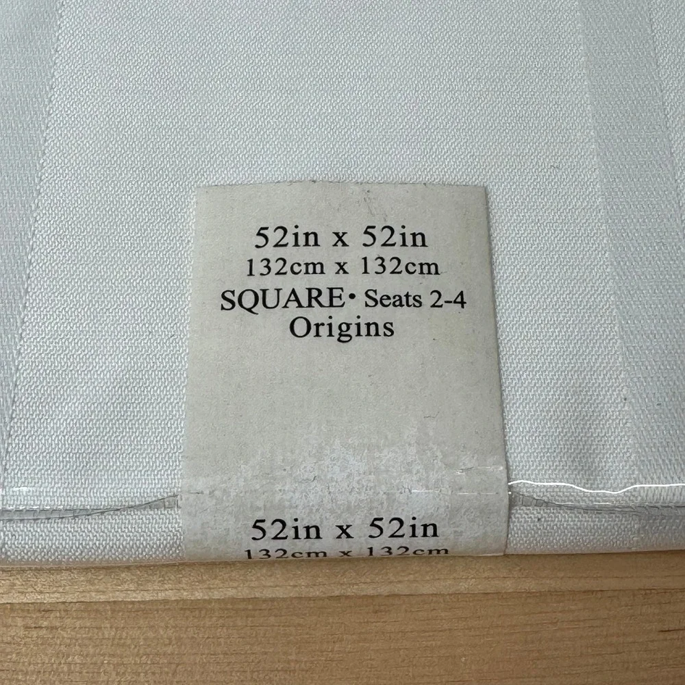 Origins Microfiber Tablecloth Square 52x52 Cream Damask Spill Proof New